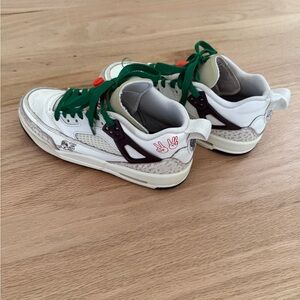 Nike Jordan Sneakers White and Green Sneakers with Orange Accents